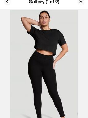 VSX Victoria’s Secret Fold-Over Waist Cotton Stretch Leggings MEDIUM PETITE EUC!